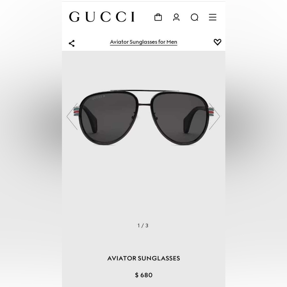 Authentic Gucci aviator sunglasses with case